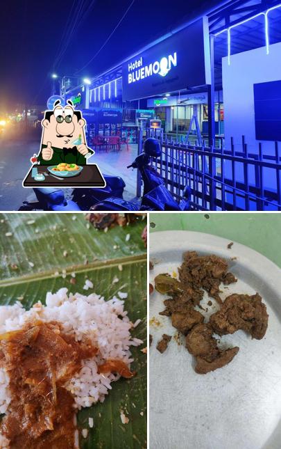 The image of food and exterior at Hotel Blue Moon