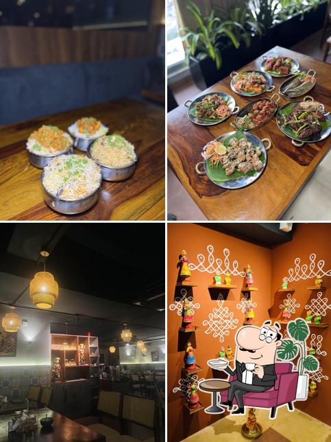 This is the photo showing interior and food at Flavours of Andhra