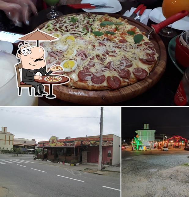 Esta é a foto ilustrando exterior e pizza no pastel