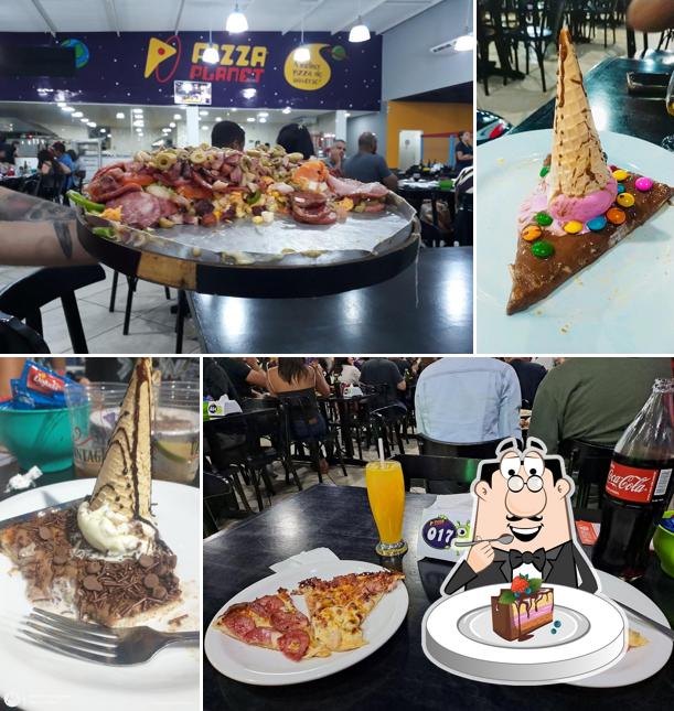 Bolo de chocolate em Pizza Planet