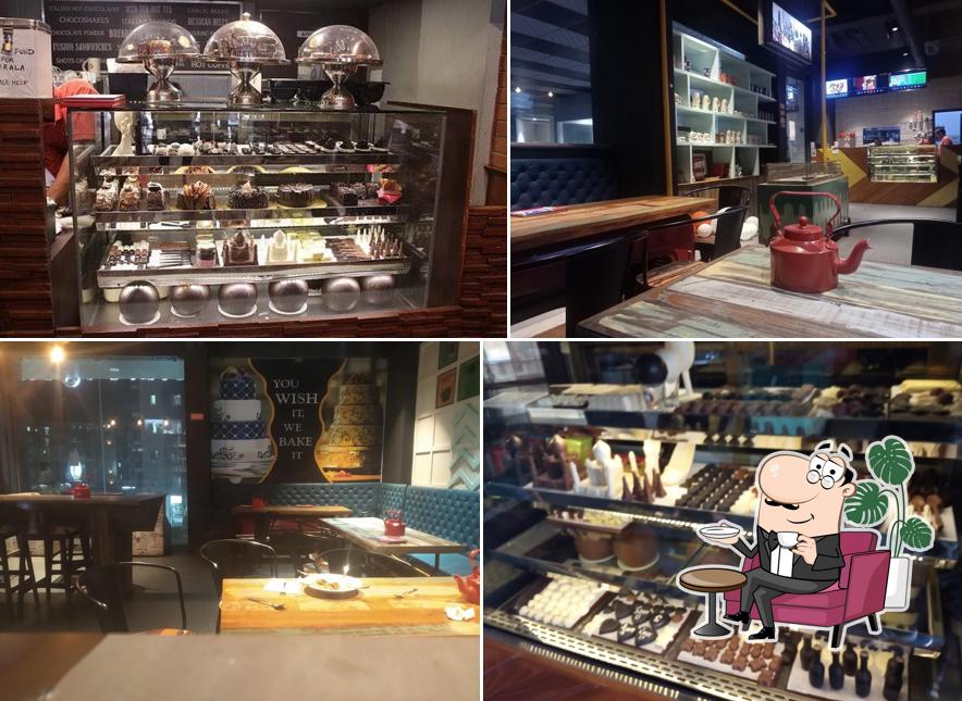 Take a seat at one of the tables at the chocolate room