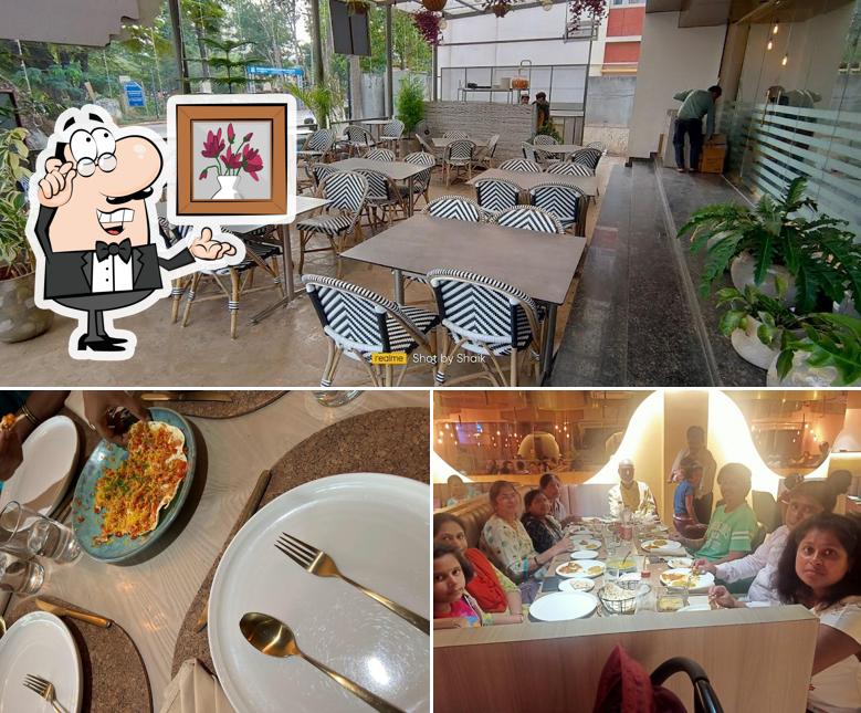 The restaurant's interior and food