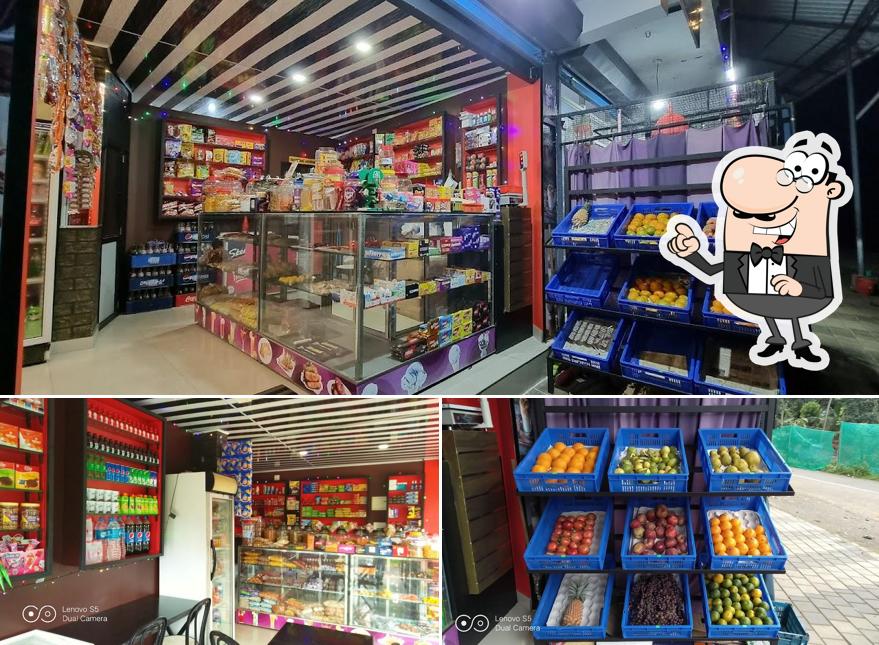 The picture of interior and food at RUCHI BAKE HOUSE PUNNAKKAD