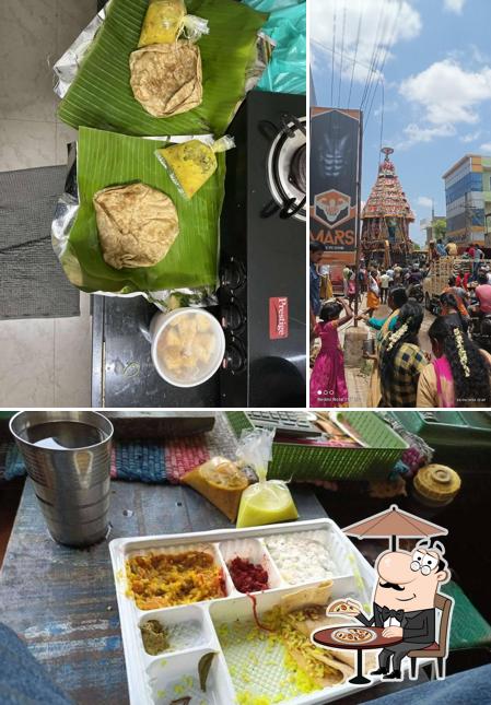 The picture of exterior and food at Hotel Harish bhavan