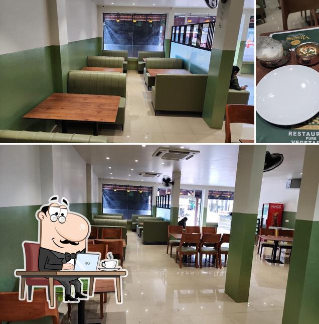 The interior of Virasat Pure Veg Restaurant