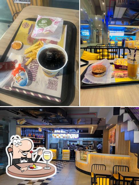 The picture of food and interior at The Burger Club