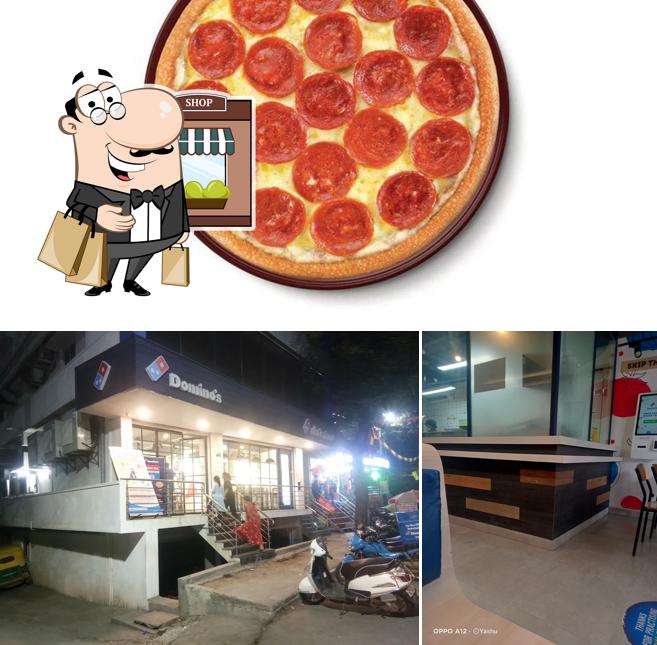 The picture of exterior and food at Domino's Pizza Hopital, Bengaluru