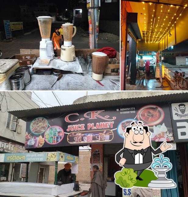 The restaurant's exterior and food