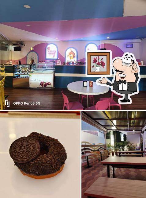 The image of interior and food at Conical Gaufres