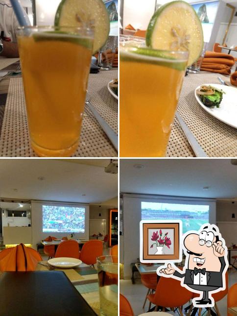 The picture of interior and drink at Saffron E-cafe