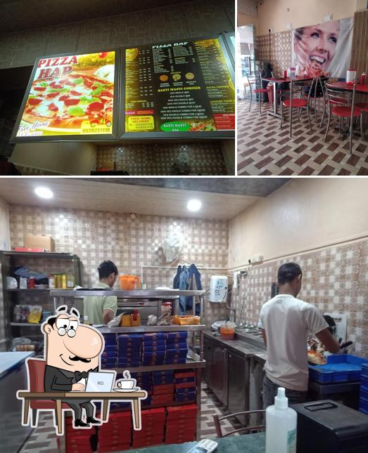 The restaurant's interior and food