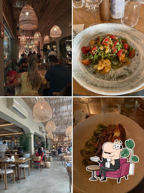 Sente em uma das mesas no Mézzi