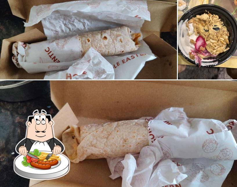 The image of food and interior at Shawarma Lovers