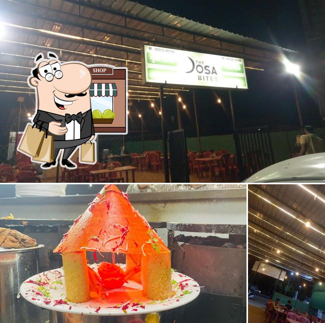 The restaurant's exterior and food