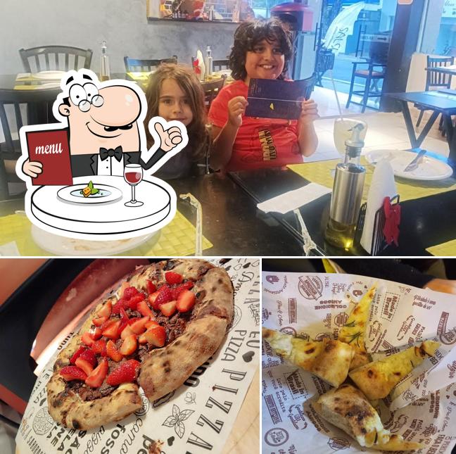 A ilustração a Salsi Pizzaria’s comida e interior