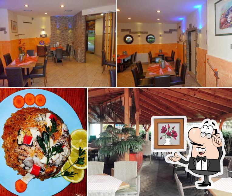 Gli interni di Ribji Bistro, restavracija z morsko hrano