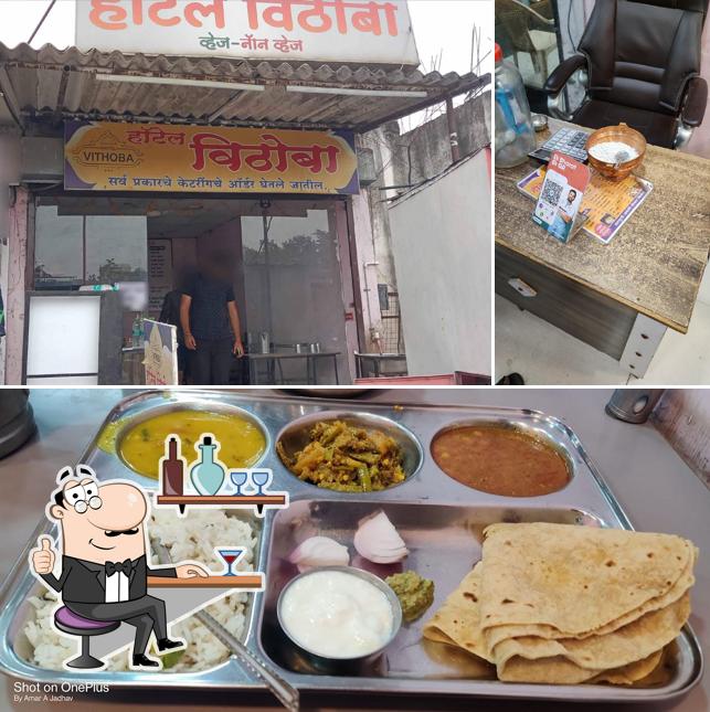 This is the image showing interior and food at Hotel Vithoba
