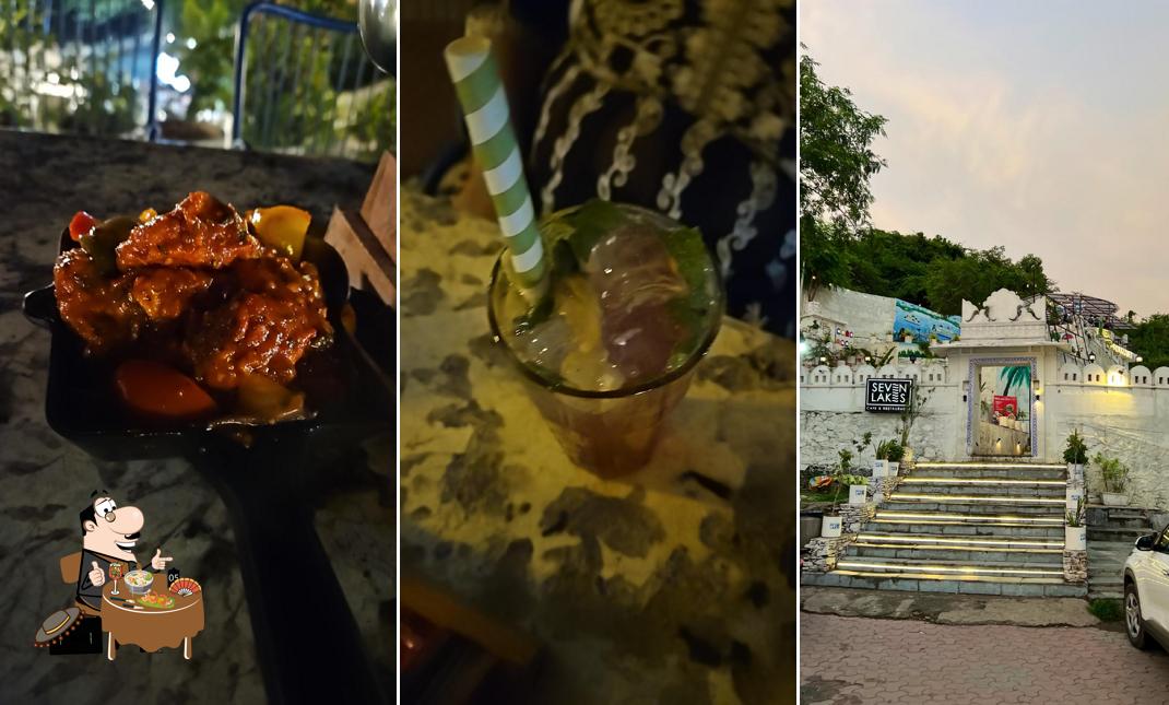 Meals at Seven Lakes Cafe and Restaurant-Best Lake View restaurant in Udaipursantorini vibes in udaipur Rooftop Cafe with Lake View