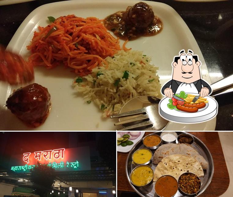 Food at The Maratha Veg Restaurant : Maharastrian Thali in Pimple Gurav : Veg Thali in Pimple Gurav