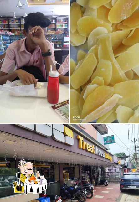 This is the picture showing food and exterior at Treat House Bakery