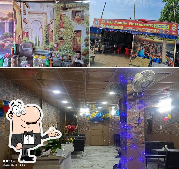 Among different things one can find interior and beverage at raj family restaurant