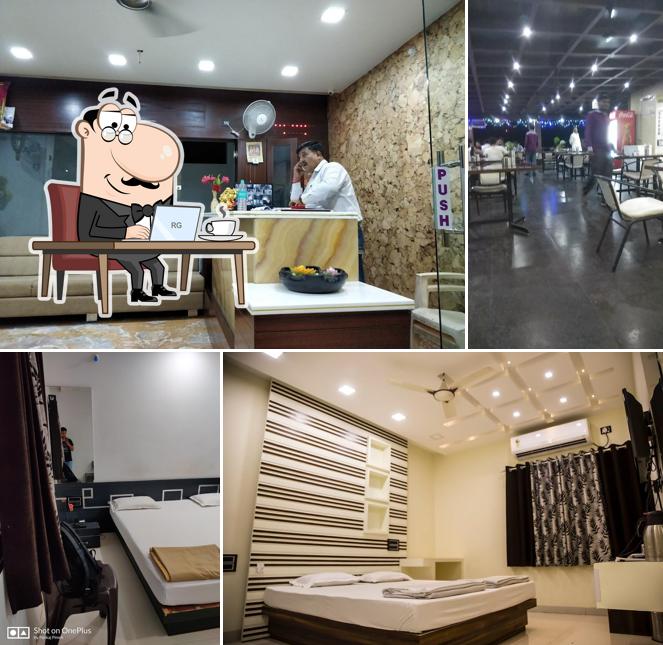 Take a seat at one of the tables at Hotel Shakti Avenue & Souras Restaurant