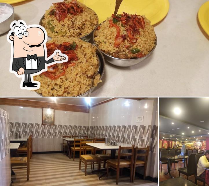 The restaurant's interior and food