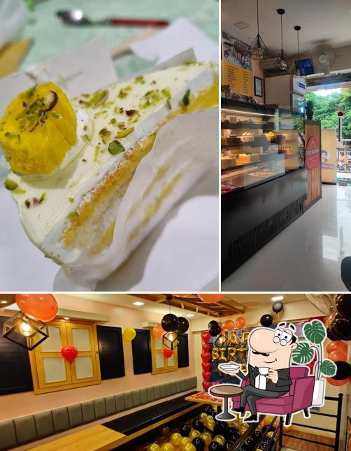 Check out the image displaying interior and food at New Poona Bakery & Creamy Cafe