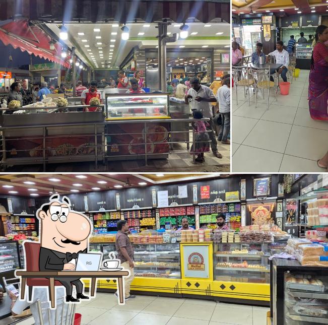 The interior of Sri Ayyanar Vilas Nellai Lala Sweets-Nochipalayam