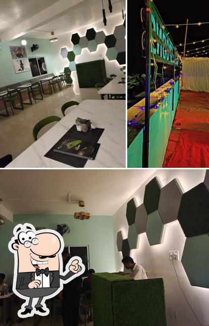 The interior of Mugs and spoons