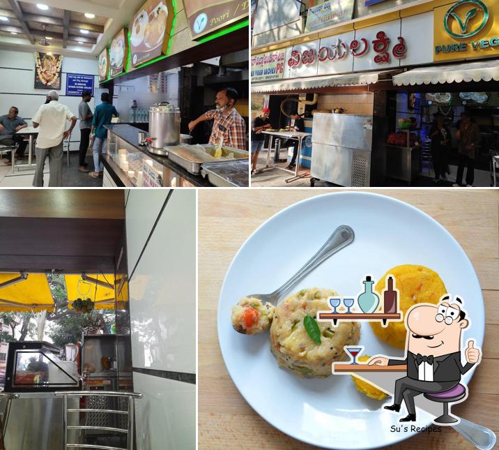 Take a seat at one of the tables at Vijaya Lakshmi Pure Veg