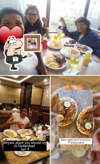 The restaurant's interior and food
