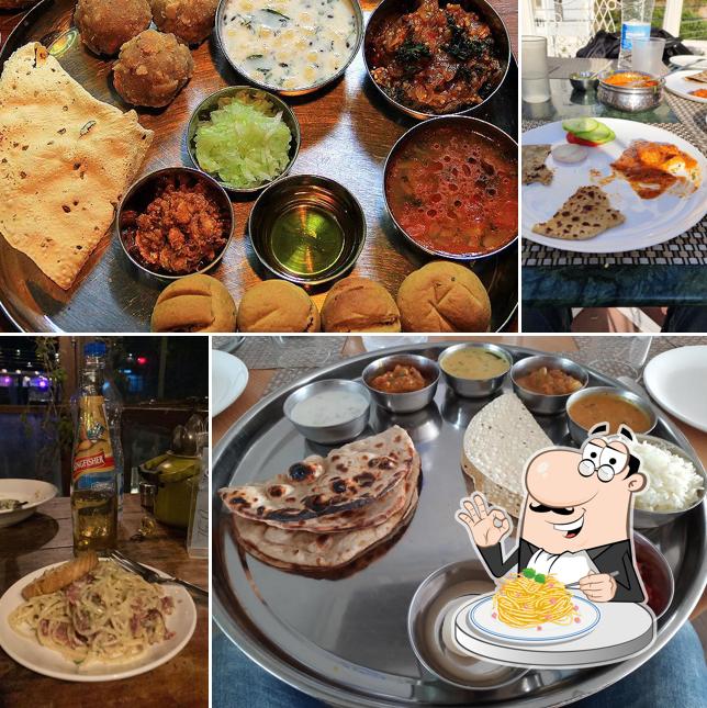 Spaghetti carbonara at Udaipur View Restaurant