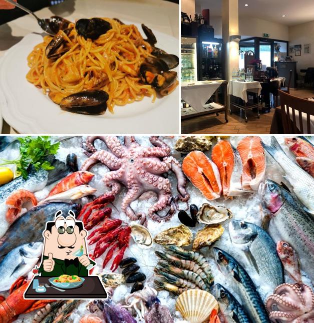 Tra le varie cose da Ristorante Mediterraneo - Seregno si possono trovare la cibo e interni