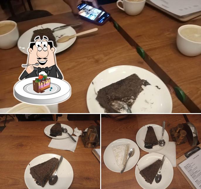 Chocolate cake at Café Log Inn