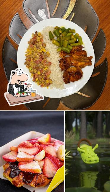 A comida e interior do restaurante