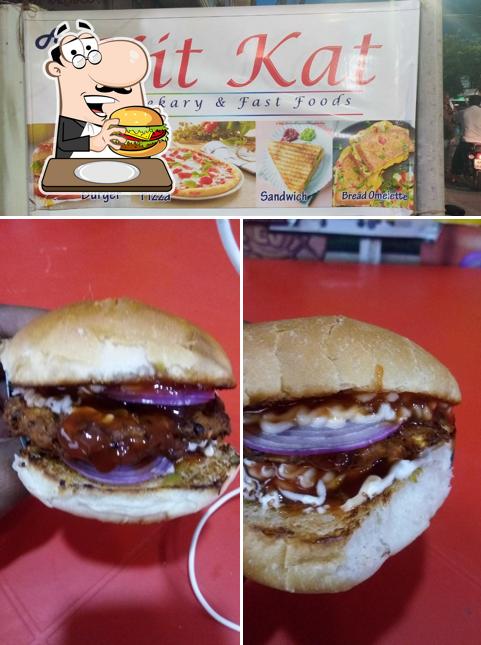 Order a burger at A Kit-Kat Bakery & Fast Foods