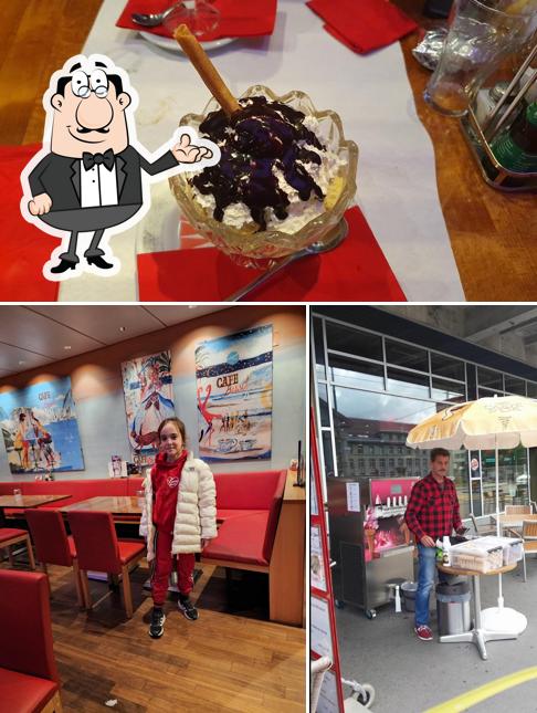 Tra le diverse cose da Café Brésil si possono trovare la interni e cibo