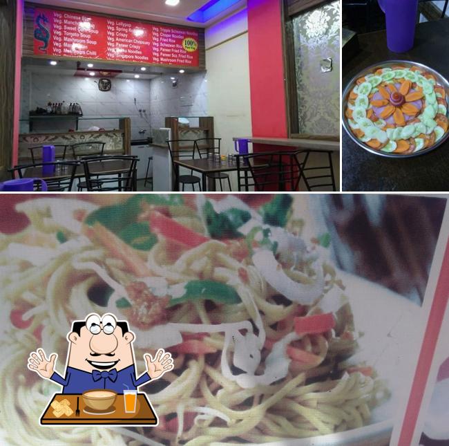 Among different things one can find food and interior at Krishna Chinese Corner.(Pure Veg)