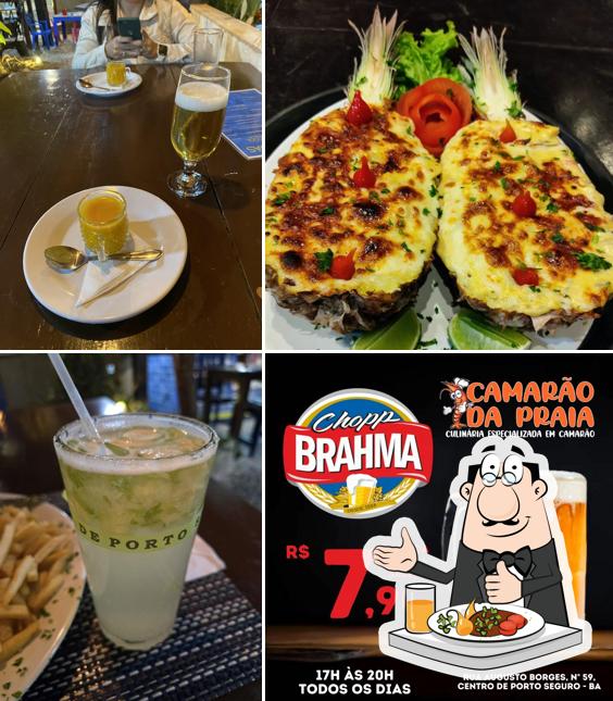 A comida e bebida do restaurante