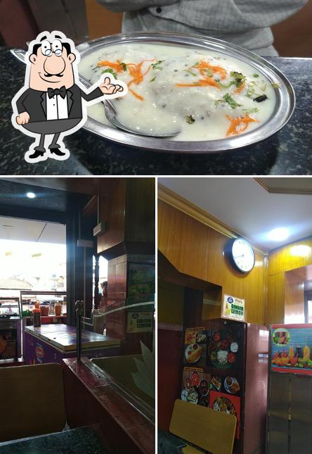 Take a look at the image displaying interior and food at Hotel New Ganesh Coffee House( A Family Restaurant)