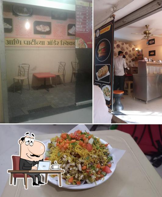 This is the picture showing interior and food at Chintamani Bhel