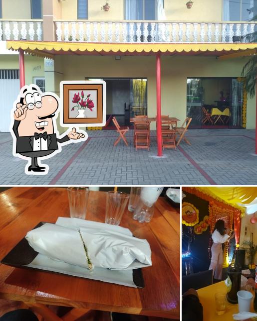 A interior e bebida do restaurante