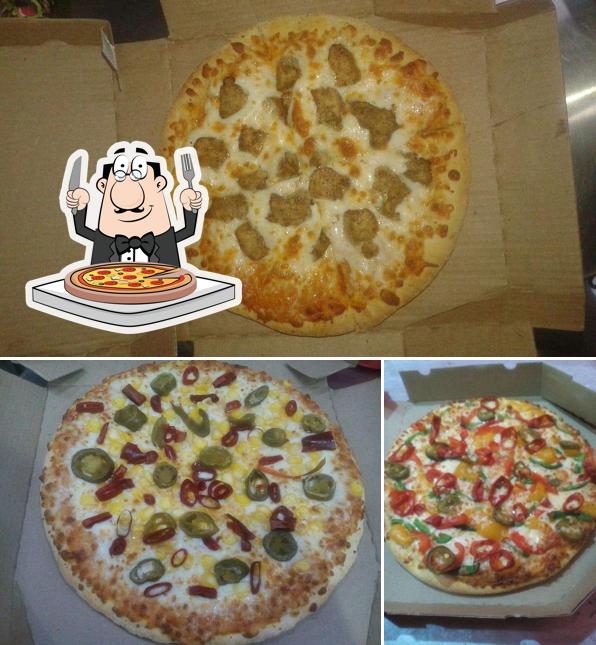 At Papa jim's pizza, you can get pizza