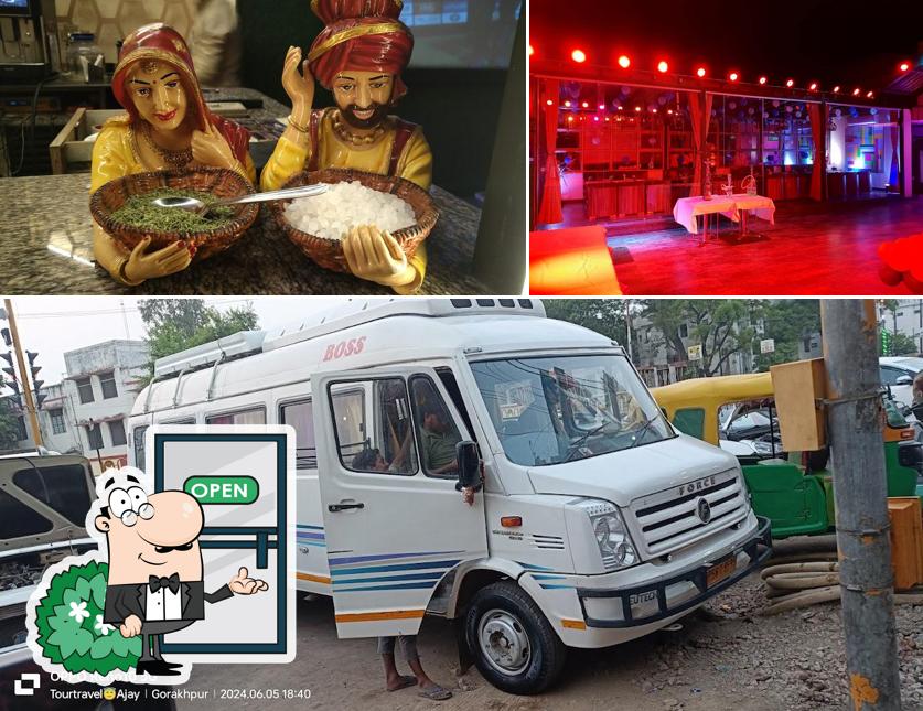 The restaurant's exterior and dining table