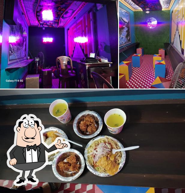 The picture of interior and food at Sourabi Fast food