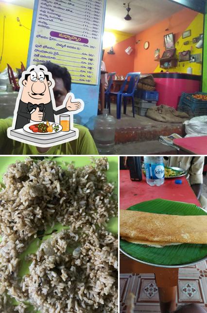 This is the picture depicting food and interior at Chandra mess