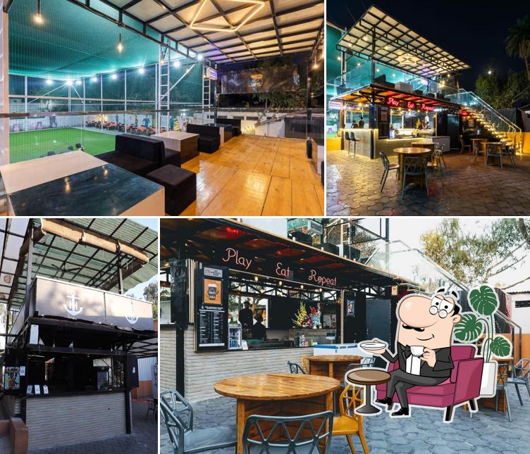 Take a seat at one of the tables at The Harbour House Sports Cafe and Turf