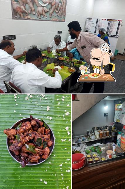 Among different things one can find food and interior at Kumaran Mess,Veg & Non Veg