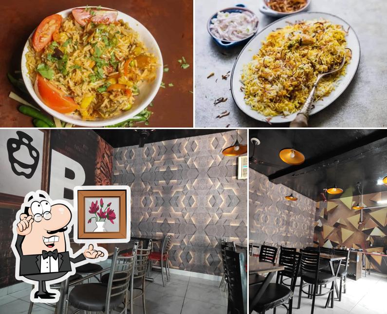 Among various things one can find interior and food at BAWARCHI